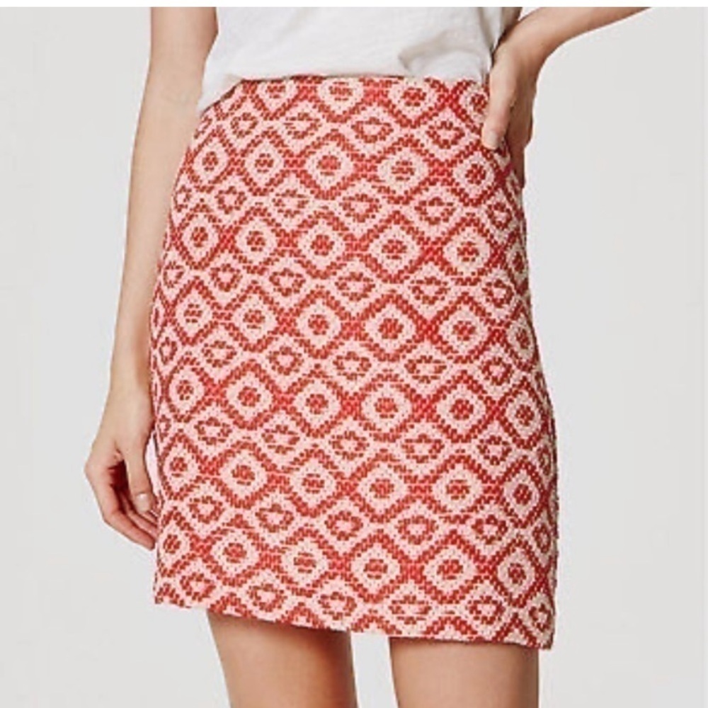 Loft Geo Jacquard Shirt Tweed Skirt - Picture 1 of 5